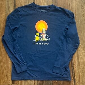 Life is Good Man and Dog Long Sleeve T-Shirt Size Large